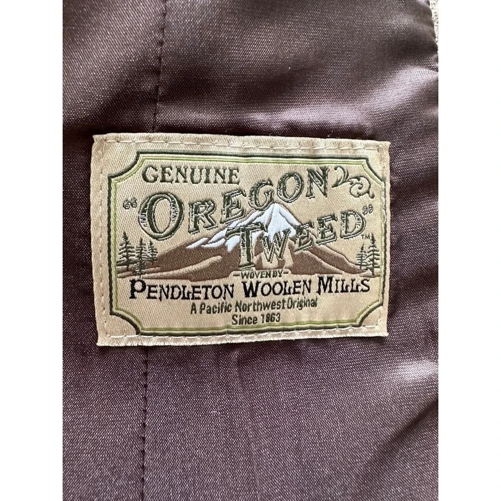 Pendleton Oregon Tweed Wool Blazer Women 14 Jacket Cream Buffalo Check Plaid